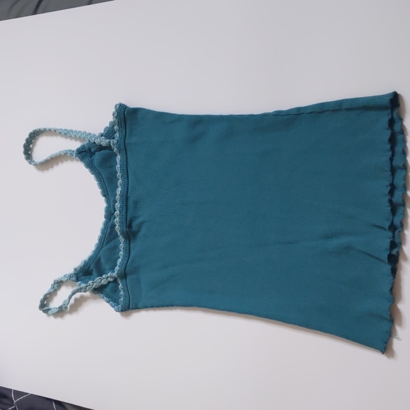 Pout Teal Tank Top, Girls Small, shell embellishments - Picture 2 of 8